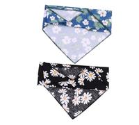 BCOATH 2pcs Stylish Pet Bibs Dog Bandanas for Outdoor Use Creative Triangular Scarves for Home Decor and Pet Fashion Daisy Black Flower