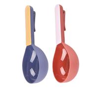 BCOATH 2Pcs Thick Abs Pet Food Scoops with Sealing Clip Function Small Lightweight Dog and Cat Food Spoons in Blue and Red Convenient Multifunctional Feeding Tool for Healthy Pets