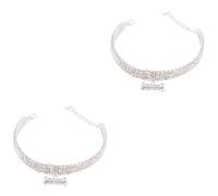BCOATH 2pcs Tiny Puppy Collar Dog Collar Uk Reflective Dog Chain Crystal Pet Supplies Adjustable Buckle Chain Size l