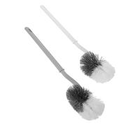 BCOATH 2pcs Toilet Brush with Curved Stiff Bristles for Deep Cleaning Under Rim Ergonomic Handle Bathroom Scrubber for All Toilet Types Space-saving Multifunctional