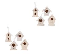 BCOATH 2sets Decorative Bird Nest Wooden Birdhouse Garden Ornament Home Adornment 4pcs*2