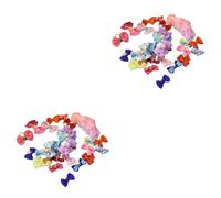 BCOATH 2sets Elastic Bowknot Hair Bands for Pets Dog Cat Hair Ties Soft Comfortable Multiple Designs for Braids Knots Manes Tails 20pcs*2 Random Style