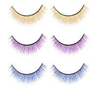 BCOATH 3 Pairs 3d Multilayer Colored Fake Eyelashes Reusable Synthetic Silk Fiber False Lashes for Halloween Cosplay Women
