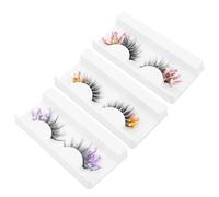 BCOATH 3 Pairs Fluorescent 3d Eyelashes Glitter Colored Lashes Lightweight Fiber False Eyelashes Blend Well with Natural Lashes Stylish Simple Elegant for Women Role Playing and Dates