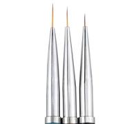 BCOATH 3 Pieces Nail Art Painting Brushes Set with Metal Handle Thin Tip Detail Brushes for Precise Nail Design Blue Gold Black Colors DIY Manicure Tools for Professional
