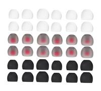 BCOATH 36pcs Silicone Earphone Replacement Covers Noise Reducing Earbud Tips Black Red and White Soft Ear Pads Cushion for Headphones Comfortable Sound Isolation