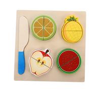 BCOATH 3d Cutting Fruit Toys Wooden Cartoon Fruit Playset for Toddlers 1-3 Years Educational Kitchen Role Play Baby Early Learning Apple Puzzle