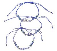 BCOATH 3pcs Blue Evil Eye Bracelets for Women with Alloy and Wax String Material, Unique Design Beaded Bracelets that Showcase Individuality and Add a Touch of Mystery, for Parties