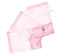 BCOATH 3pcs Breathable Mesh Dance Shoe Bag for Ballet Pointe Shoes Pink Drawstring Storage Pouch Travel Organizer Reusable for Dancers