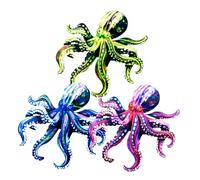 BCOATH 3pcs Colorful Metal Octopus Wall Art Sculpture with Fade-resistant Coating Weatherproof Outdoor Sea Animal Decor for Garden Balcony Beach House Accents Space-saving Vibrant Wall