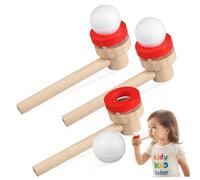 BCOATH 3Pcs Creative Wooden Floating Blow Ball for Educational Cognitive Playthings for Interaction Strengthen Lip Muscles Fun Outdoor Family Game