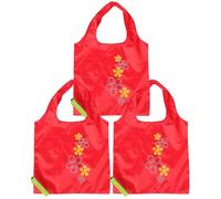 BCOATH 3pcs Foldable Reusable Shopping Bags with Drawstring Lightweight Polyester Tote Bags for Grocery Travel Everyday Use Compact Lunch Tote Alternative for Women Men