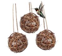BCOATH 3pcs Hummingbird Nesting Material Balls with Hanging Bird Feeder for Outdoor Garden Birdhouses Outside Includes Bird Nest for Moderate Stylish and Convenient