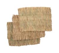 BCOATH 3pcs Natural Bunny Grass Mats Woven Floor Pads for Rabbits Guinea Pigs Hamsters Chewing Fun and Foot Protection Easy to Clean Safe and Odorless