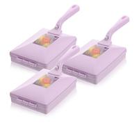 BCOATH 3pcs Rolling Lint Brush Handle, Purple Pet Hair Removal Roller Brush for Sofa and Clothing, Reusable Dust and Hair Cleaner for Home and Travel