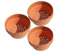BCOATH 3Pcs Round Plastic Bonsai Pots Japanese Style Imitation Clay Containers 18Cm Diameter with Drainage Holes for Indoor Garden Supplies Birthday