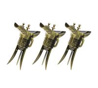 BCOATH 3pcs Vintage Mug Chinese Rice Wine Cup Set in Golden Alloy for Green Tea Collection and Office Display