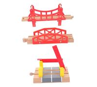 BCOATH 3Pcs Wooden Train Track Bridges Railway Expansion for Boys and Wood with Safe Water-based Paint Educational Building Blocks for Preschool