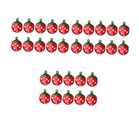 BCOATH 3sets Strawberry Shape Pet Collar Charm Dog Necklace Craft Supplies Jingle Sound 10pcs*3