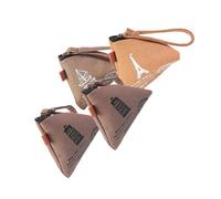 BCOATH 4 Pcs Canvas Coin Pouch Set for Women with Zipper Design and Pyramid Shape, Organize Credit Cards and Money, Unique Triangle Coin Purse for Work Out Use