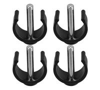BCOATH 4 Pcs Crutch Latch Clamp Walking Sticks Handle Clips Adjustable Fit Height Adjustment Secure Buckle for Toilet Stool and Bathroom Bench Black C-Shape 1.49x1.18x0.75in