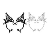 BCOATH 4 Pcs Fairy Ear Non Piercing Earrings for Women, Vintage Hollow Butterfly Wing Clip-On Ear Wraps in Black and Silver, Fashion Jewelry for Everyday Wear