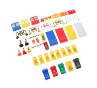 BCOATH 40pcs Educational Traffic Signs Playset for Portable Plastic Street Signs with Warning Cones Crosswalk Signals Roadblocks for Interactive Early Learning Indoors and Outdoors