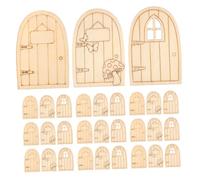 BCOATH 45pcs Wooden Fairy Door for Wall and Garden Decor Unpainted Miniature Doors with Windows and Mushroom Designs DIY Craft Kit for Creative Fairy House Accessories and Outdoor