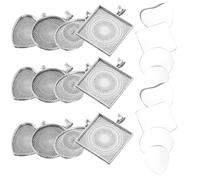 BCOATH 48pcs Silver Alloy Jewelry Tray Set for DIY Projects with Strong and Hard Metal Base, Includes, Oval, Square, and Heart Shapes for Crafts and Pendant Making