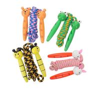 BCOATH 4pcs Cartoon Wooden Jump Rope for Lightweight Exercise Skipping Ropes with Ergonomic Handles for Childrens Fitness and Outdoor Play Bee Brown Bear White Rabbit Frog