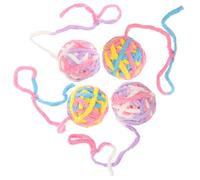 BCOATH 4pcs Cat Scratching Balls Kit with Bell Wool Yarn Pom Poms for Indoor Cats for Boredom Relief and Molar Chewing