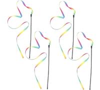 BCOATH 4pcs Colorful Interactive Cat Teaser Wands Rainbow Ribbons Engaging Cat Toys for Indoor Play and Exercise for Chasing and Batting Fun