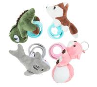 BCOATH 4pcs Cute Plush Animal Slap Bracelets Soft Cartoon Wrist Snap Bands for Lightweight Comfortable Wristbands with Dinosaur Shark Squirrel Husky Designs Party Favors and Halloween