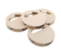 BCOATH 4pcs DIY Wooden Round Hand Bell Kit for Painting Craft Montessori Sensory for Unfinished Wood Tambourine for Fine Motor Skill Development and Creative Art Projects
