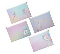 BCOATH 4pcs Document Storage Bags Plastic Pattern Zipper Pouch for Office School Travel File Organization and Document Holding