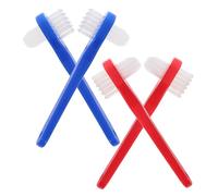 BCOATH 4PCS Dual-Sided Small Head Toothbrush Set for Dentures Soft Bristle Cleaning Brushes Portable for Adults Travel and Home Use