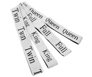 BCOATH 4pcs Elastic Bed Sheet Binding Band Adjustable Elastic Design Polyester Bed Sheet Fix Strap with Stylish Printed English Letters White for Convenient Storage in Closet