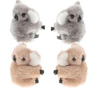 BCOATH 4pcs Koala Hair Clips Set for Women and Soft Plush Animal Barrettes in Grey and Brown Small Lovely Hairpins for Fine Hair Decoration