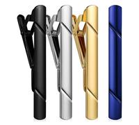 BCOATH 4Pcs Men Metal Tie Clips Set Classic Necktie Bars Copper Decorative Tie Clips for Suit Wedding Business Banquet Accessories