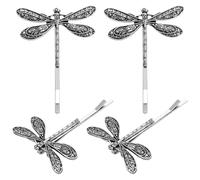 BCOATH 4pcs Metal Alloy Barrette Dragonfly Hair Clip Not Easy to Get Deformed Creating Different Hairstyle Silver Elegant Unique Dragonfly Shape Design Festival Gatherings
