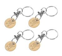 BCOATH 4pcs Metal Trolley Token Keyring Portable Keychain for Shopping Trolley Gold Coin Key Ring for Supermarket Carts Easy Access Coin Holder