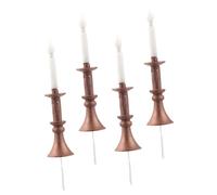 BCOATH 4pcs Miniature Candlesticks Lamps with White LED Candle Lights Delicate Micro Scene Decor Ornaments for Mini Houses and DIY Model Displays Lightweight and Compact