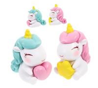 BCOATH 4pcs Miniature Resin Unicorn Figurines Tiny High-gloss Unicorn Models for Garden Cake Desktop Decor Lightweight Fantasy Animal Ornaments for DIY Micro-landscapes and Home