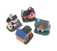 BCOATH 4pcs Miniature Town House Decor Fairy Garden Resin Cottage Ornaments Resin Micro Landscape Tiny House Statue for Bonsai Terrarium Flower Pots