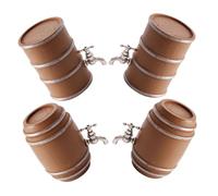 BCOATH 4pcs Miniature Wooden Wine Barrel Realistic Beer Barrel Models for Dollhouse Fairy Garden Oktoberfest Decoration Educational Display Photography Prop