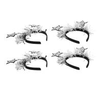 BCOATH 4pcs New Year Headbands Glitter Star Design for Men and Women, Silver Festive Hair Accessories Easy Styling and Secure Fit, for New Year's Eve Celebrations and Nye Parties