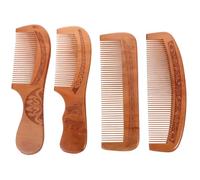 BCOATH 4pcs Peach Wood Hair Comb Set Anti-static Feature and Scalp Massage Function, Sturdy Natural Wooden Hair Styling Tool for Home Use and Daily Grooming