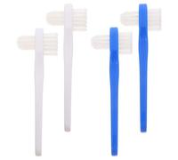 BCOATH 4pcs Portable Double Head Denture Toothbrush for Adults, Small Size Pp Material with Easy to Carry Design, for Cleaning Partial and Full Dentures at Home