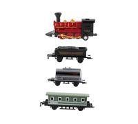 BCOATH 4Pcs Retro Alloy Steam Train Pull Back Set for Boys Connectable Battery- Model Vehicles Educational Play Set in Red
