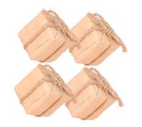 BCOATH 4pcs Scale Miniature Dollhouse Accessories Birthday Kraft Paper Wrapped Mini Boxes for Festival Party Decor and Mini House Ornaments